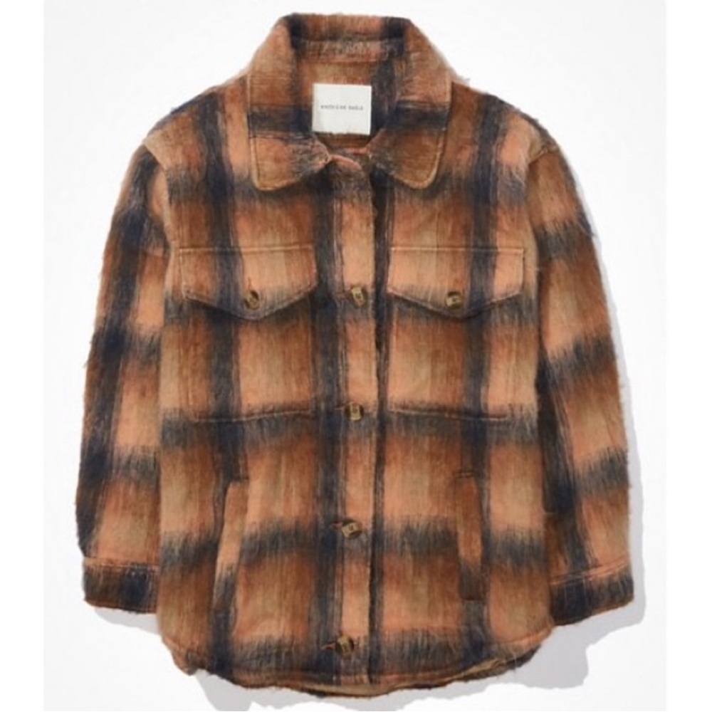 American Eagle Brushed Plaid Shacket - image 1